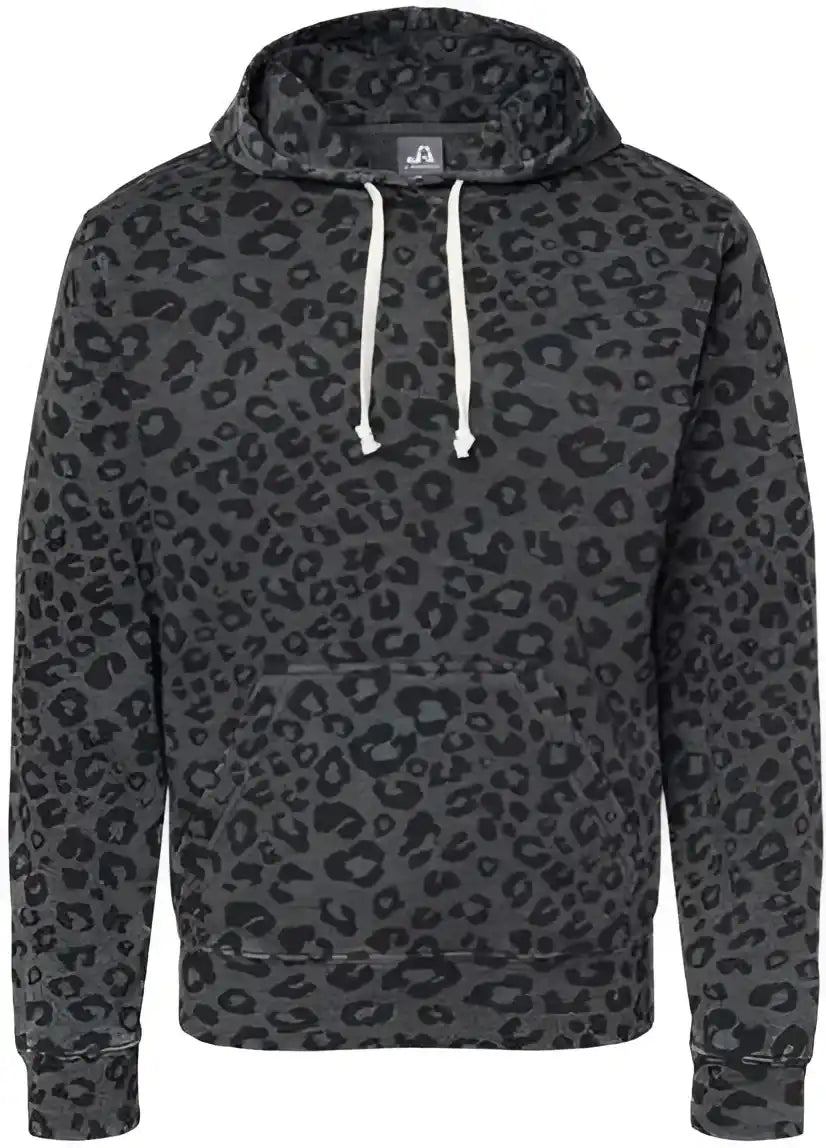 J. America 8871 Triblend Fleece Hooded Sweatshirt Black Leopard