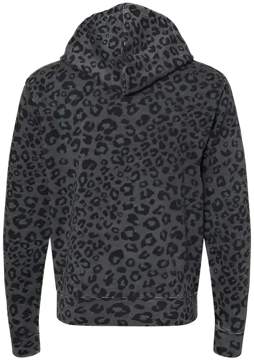 J. America 8871 Triblend Fleece Hooded Sweatshirt Black Leopard
