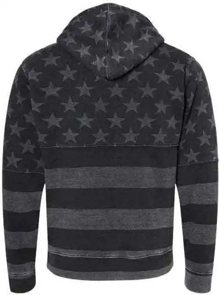J. America 8871 Triblend Fleece Hooded Sweatshirt Black Stars &amp; Stripes
