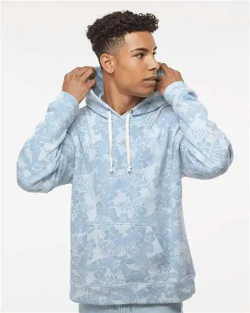 J. America 8871 Triblend Fleece Hooded Sweatshirt - Chambray Aloha