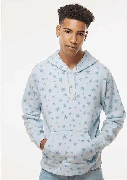 J. America 8871 Triblend Fleece Hooded Sweatshirt - Chambray Stars