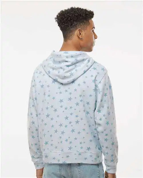 J. America 8871 Triblend Fleece Hooded Sweatshirt Chambray Stars