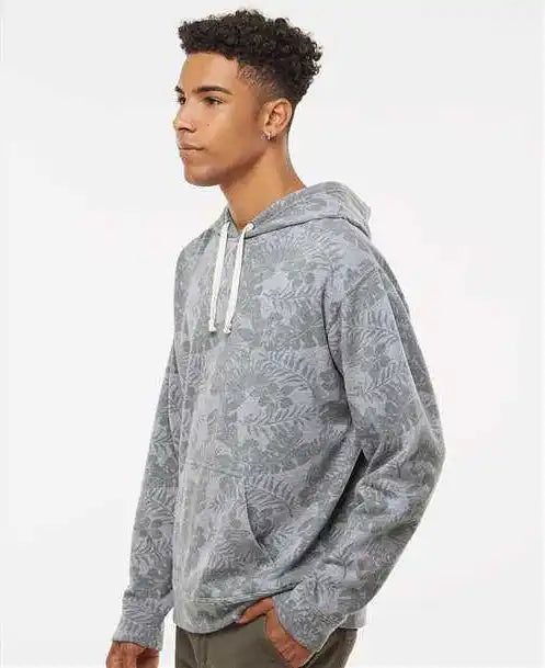 J. America 8871 Triblend Fleece Hooded Sweatshirt Gray Aloha