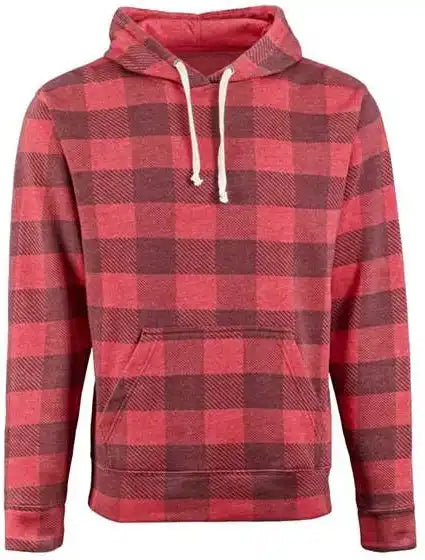 J. America 8871 Triblend Fleece Hooded Sweatshirt - Red Buffalo
