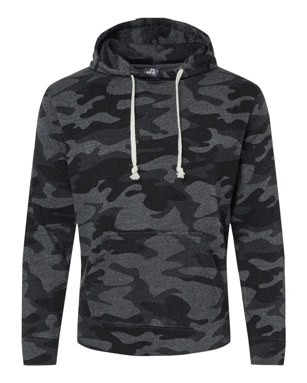 J. America 8871j Triblend Fleece Hooded Sweatshirt - 8871 - Black Camo - Adult Xs