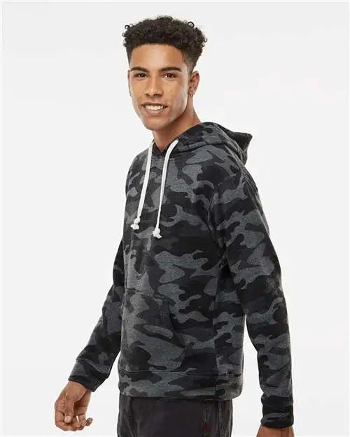 J. America 8871j Triblend Fleece Hooded Sweatshirt - 8871 - Black Camo
