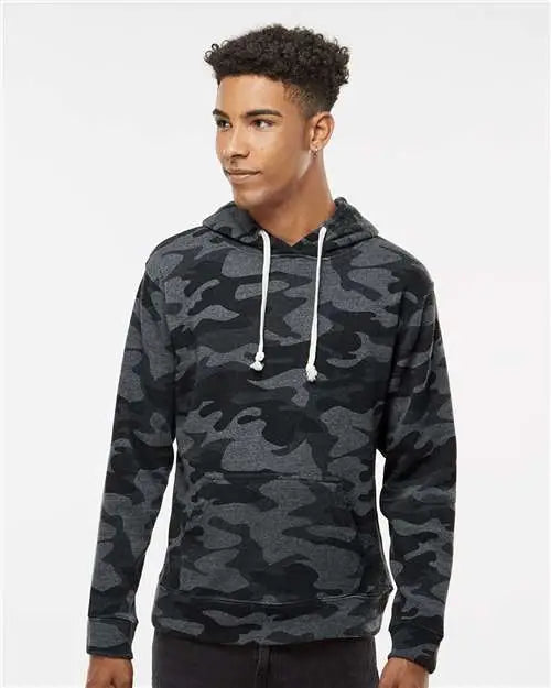 J. America 8871j Triblend Fleece Hooded Sweatshirt - 8871 - Black Camo