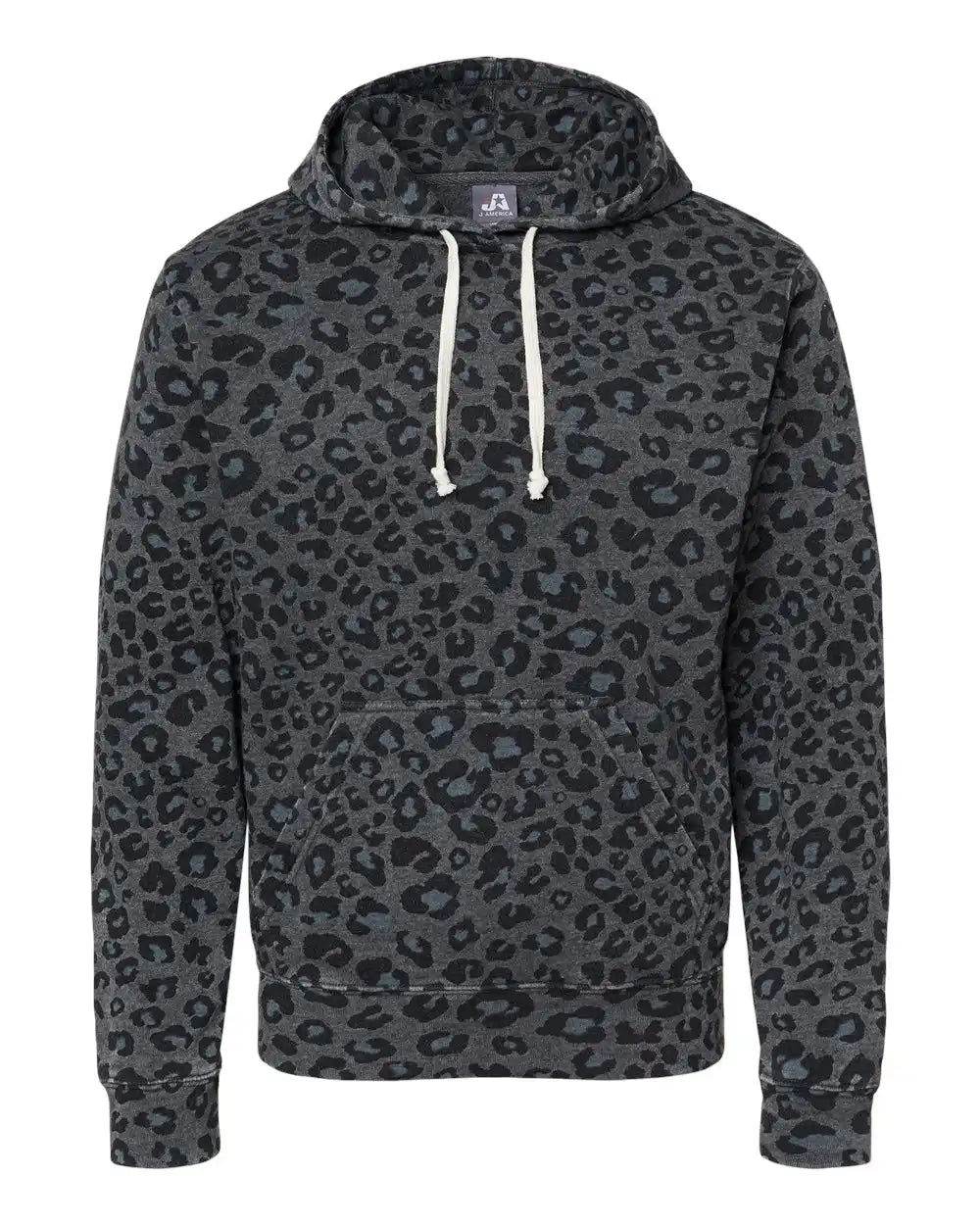 J. America 8871j Triblend Fleece Hooded Sweatshirt - 8871 - Black Leopard - Xs