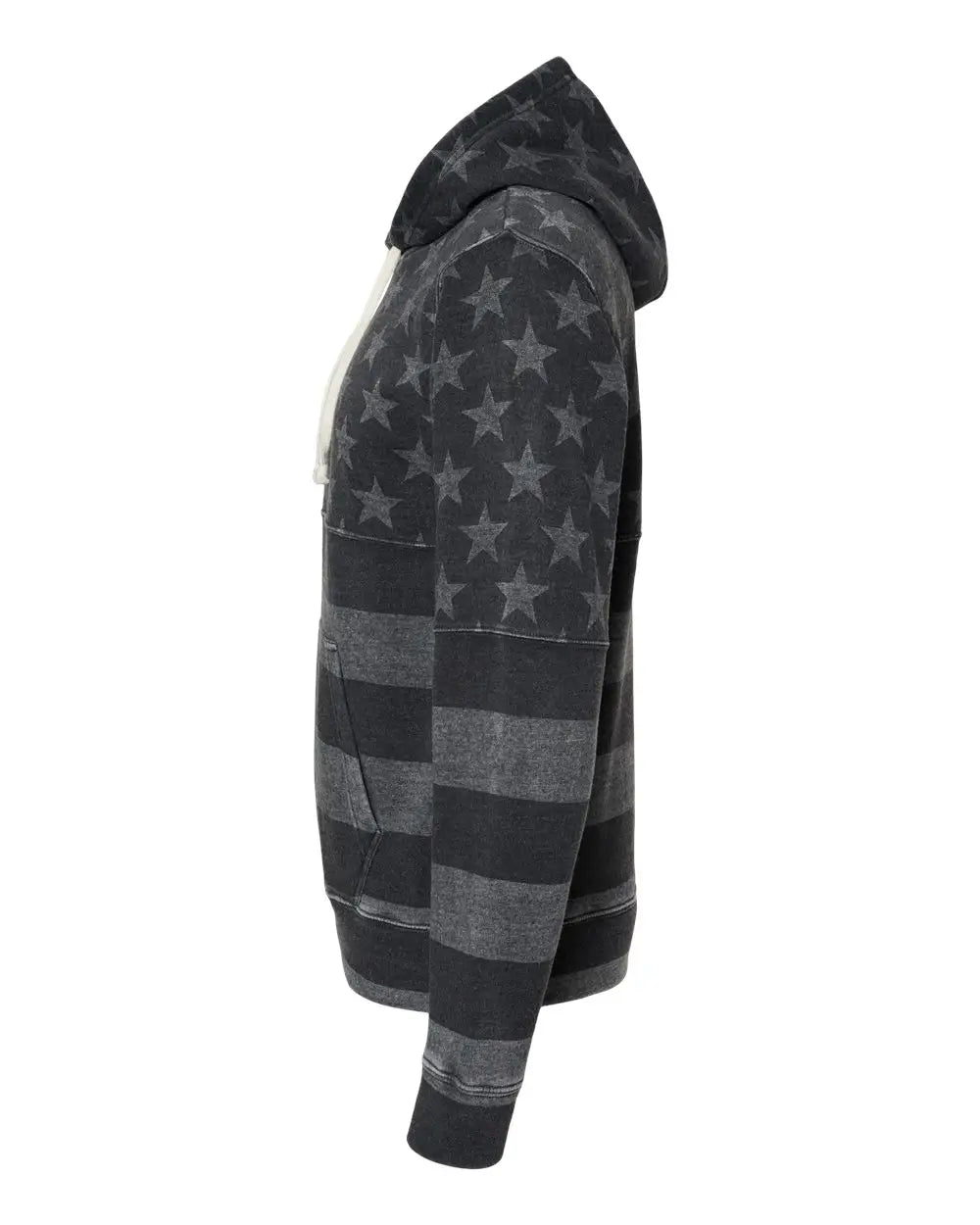 J. America 8871j Triblend Fleece Hooded Sweatshirt - 8871 - Black Stars Stripes