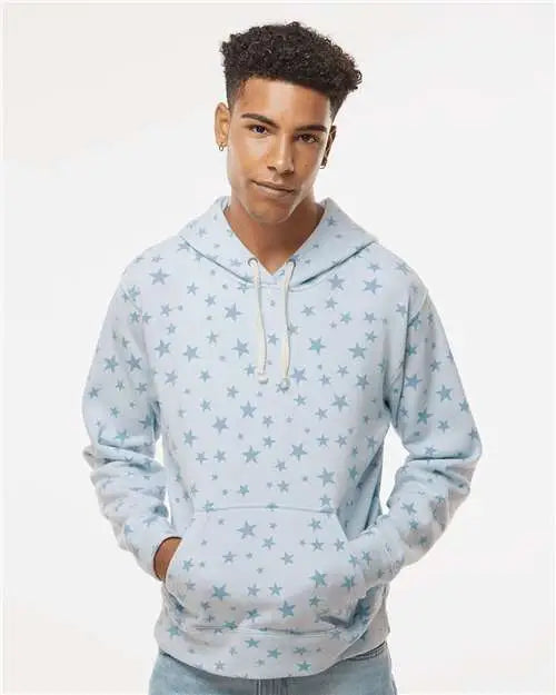 J. America 8871j Triblend Fleece Hooded Sweatshirt - 8871 - Chambray Stars