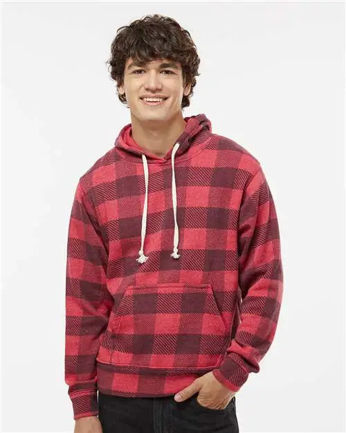 J. America 8871j Triblend Fleece Hooded Sweatshirt - 8871 - Red Buffalo