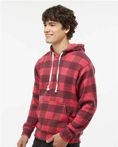 J. America 8871j Triblend Fleece Hooded Sweatshirt - 8871 - Red Buffalo