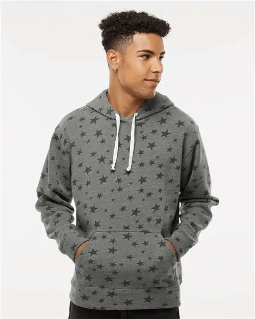 J. America 8871j Triblend Fleece Hooded Sweatshirt - 8871 - Smoke Stars