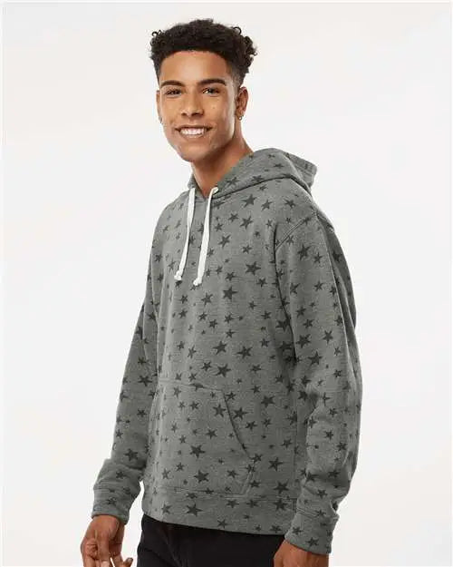 J. America 8871j Triblend Fleece Hooded Sweatshirt - 8871 - Smoke Stars