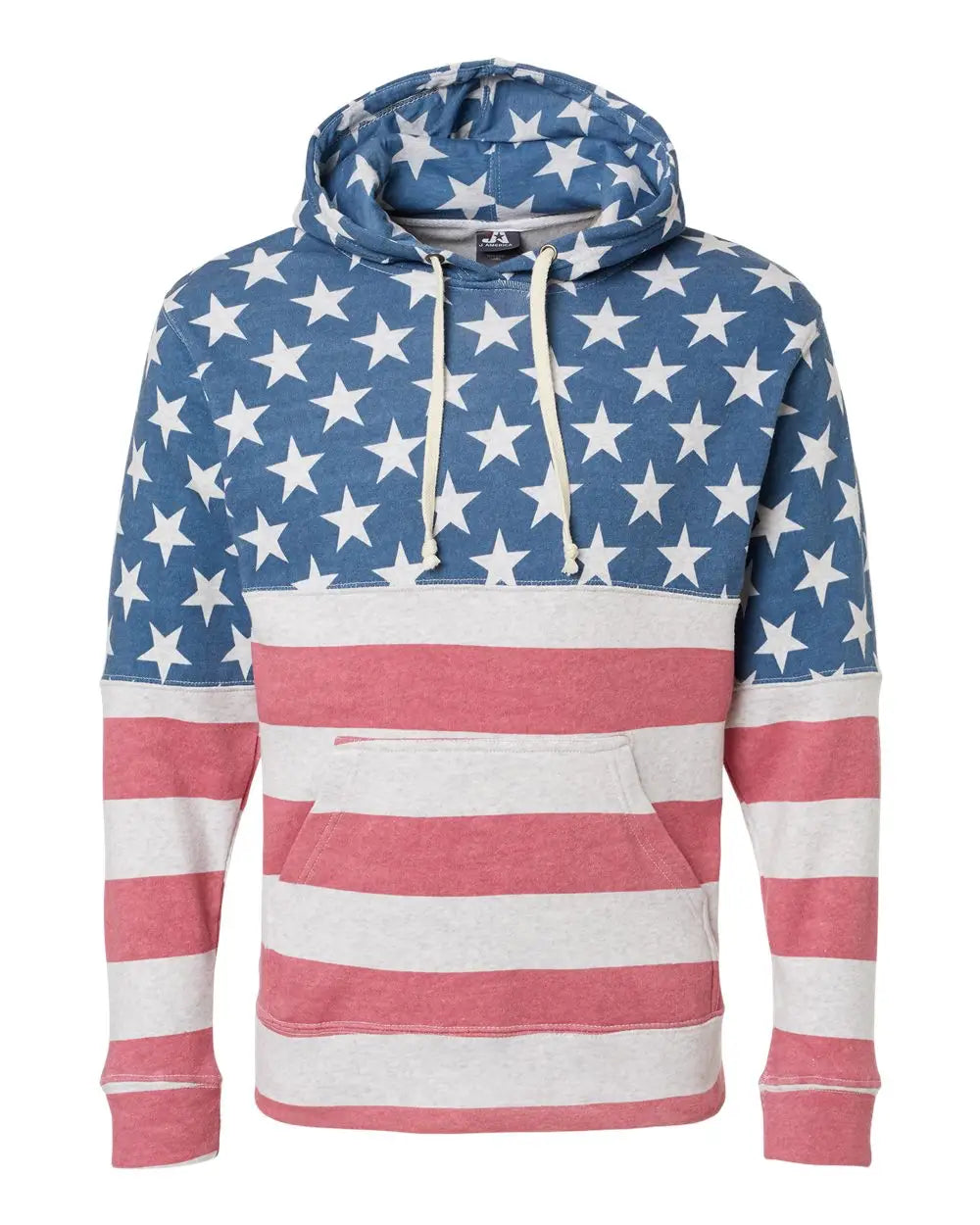 J. America 8871j Triblend Fleece Hooded Sweatshirt - 8871 - Stars Stripes - & / Adult Xs