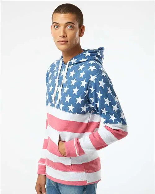 J. America 8871j Triblend Fleece Hooded Sweatshirt - 8871 - Stars Stripes