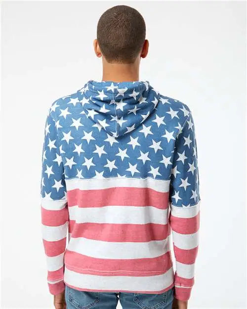 J. America 8871j Triblend Fleece Hooded Sweatshirt - 8871 - Stars Stripes