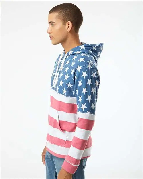 J. America 8871j Triblend Fleece Hooded Sweatshirt - 8871 - Stars Stripes