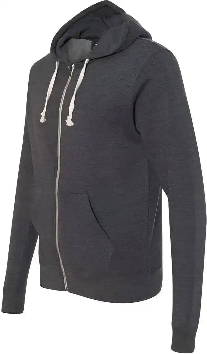 J. America 8872 Triblend Full-zip Hooded Sweatshirt - Black
