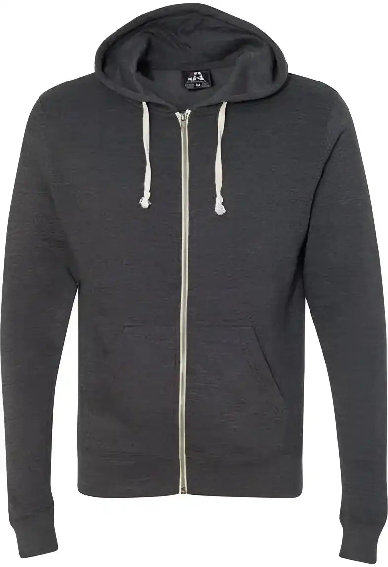 J. America 8872 Triblend Full-zip Hooded Sweatshirt - Black