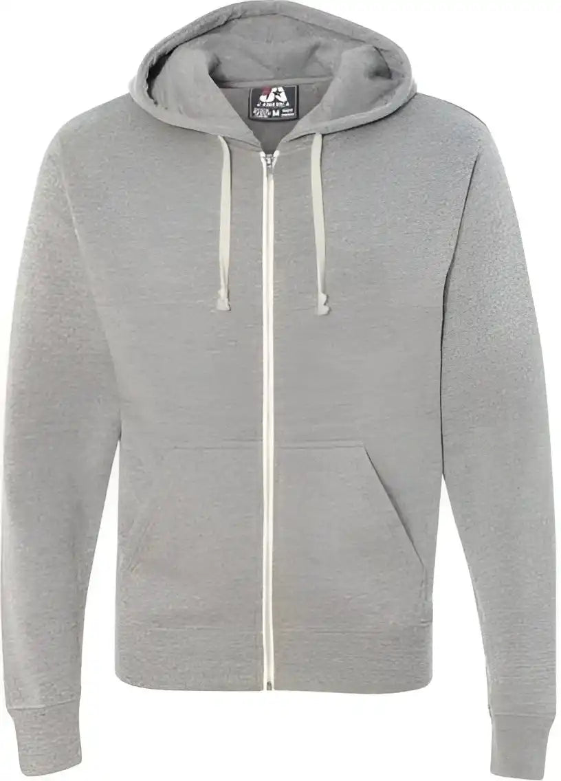 J. America 8872 Triblend Full-zip Hooded Sweatshirt - Grey