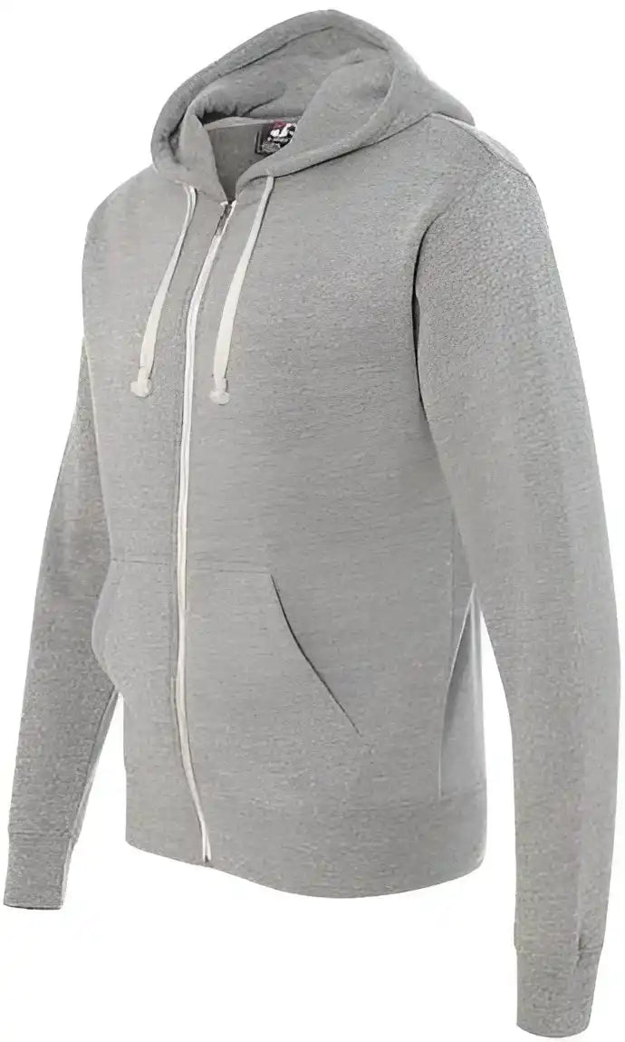 J. America 8872 Triblend Full-zip Hooded Sweatshirt - Grey