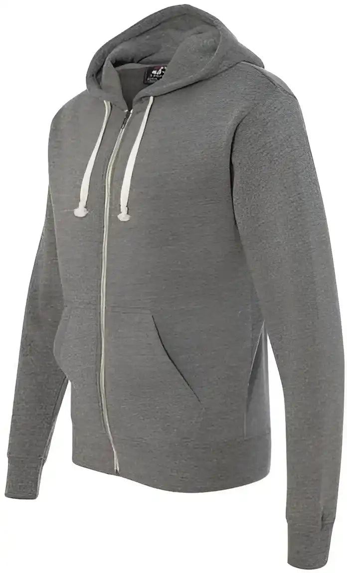 J. America 8872 Triblend Full-zip Hooded Sweatshirt - Smoke
