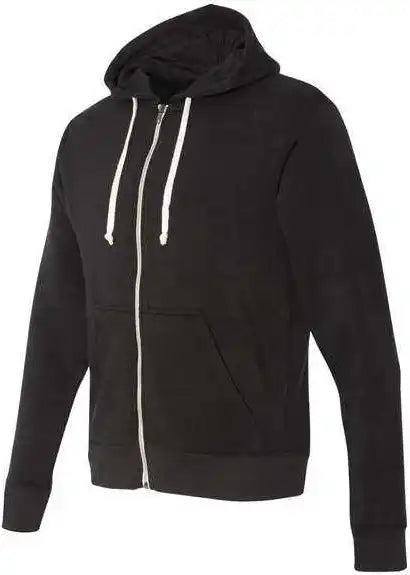 J. America 8872 Triblend Full Zip Hooded Sweatshirt Solid Black