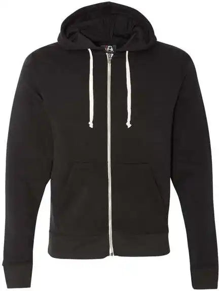 J. America 8872 Triblend Full Zip Hooded Sweatshirt Solid Black