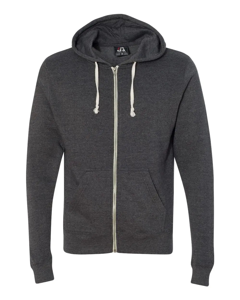 J. America 8872j Triblend Full-zip Hooded Sweatshirt - 8872 - Black - Adult Xs