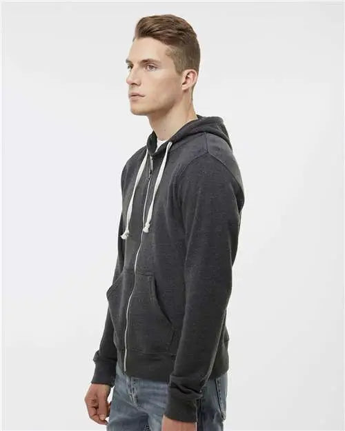 J. America 8872j Triblend Full-zip Hooded Sweatshirt - 8872 - Black