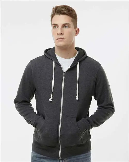 J. America 8872j Triblend Full-zip Hooded Sweatshirt - 8872 - Black