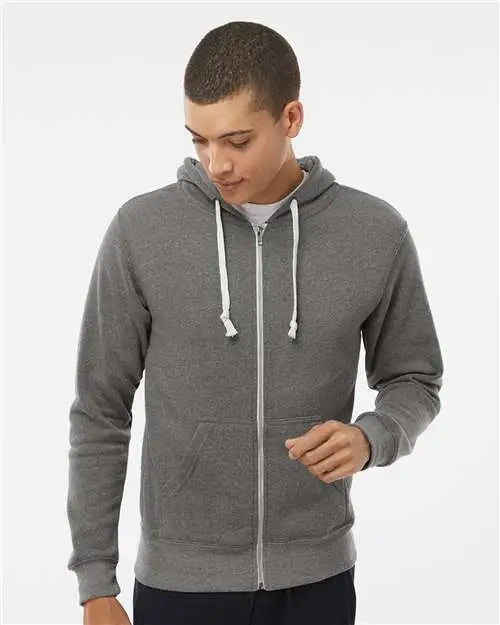 J. America 8872j Triblend Full-zip Hooded Sweatshirt - 8872 - Smoke