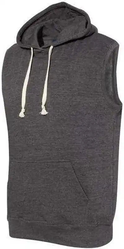 J. America 8877 Triblend Sleeveless Hooded Sweatshirt Black