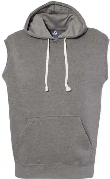 J. America 8877 Triblend Sleeveless Hooded Sweatshirt Smoke