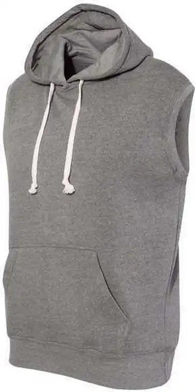 J. America 8877 Triblend Sleeveless Hooded Sweatshirt Smoke
