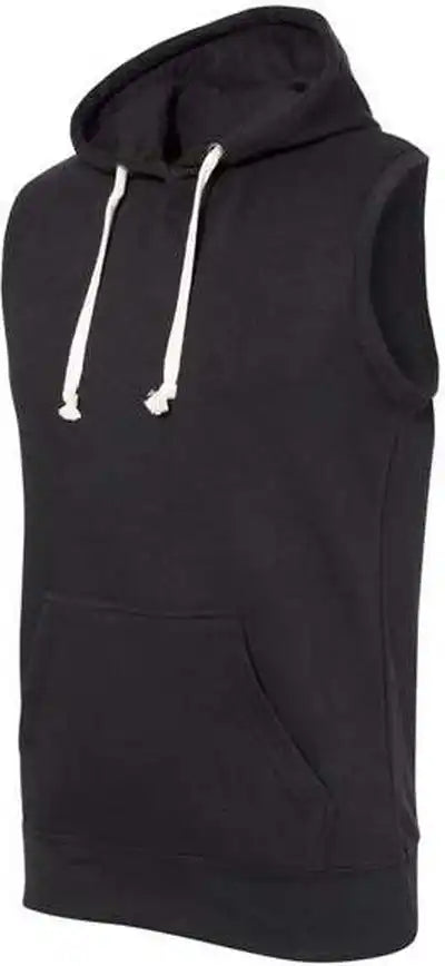 J. America 8877 Triblend Sleeveless Hooded Sweatshirt Solid Black