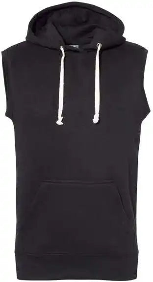 J. America 8877 Triblend Sleeveless Hooded Sweatshirt Solid Black