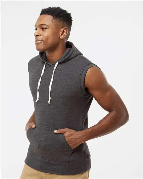 J. America 8877j Triblend Sleeveless Hooded Sweatshirt - 8877 - Black