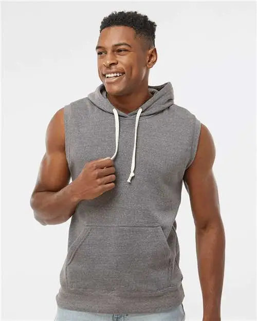 J. America 8877j Triblend Sleeveless Hooded Sweatshirt - 8877 - Smoke