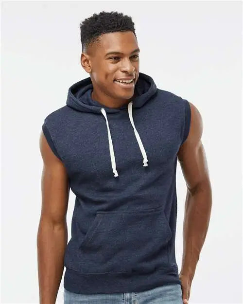 J. America 8877j Triblend Sleeveless Hooded Sweatshirt - 8877 - True Navy