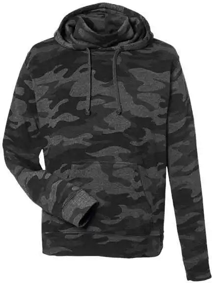 J. America 8879 Gaiter Fleece Hooded Sweatshirt - Black Camo Heather