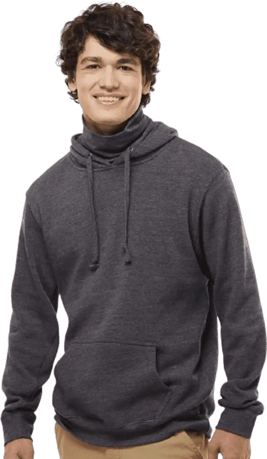 J. America 8879 Gaiter Fleece Hooded Sweatshirt - Black Heather