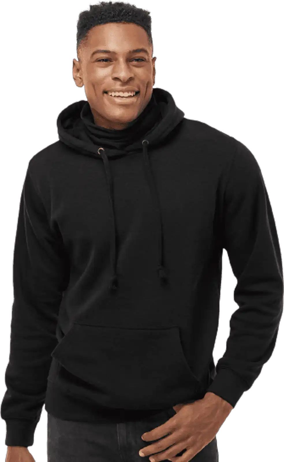 J. America 8879 Gaiter Fleece Hooded Sweatshirt - Black
