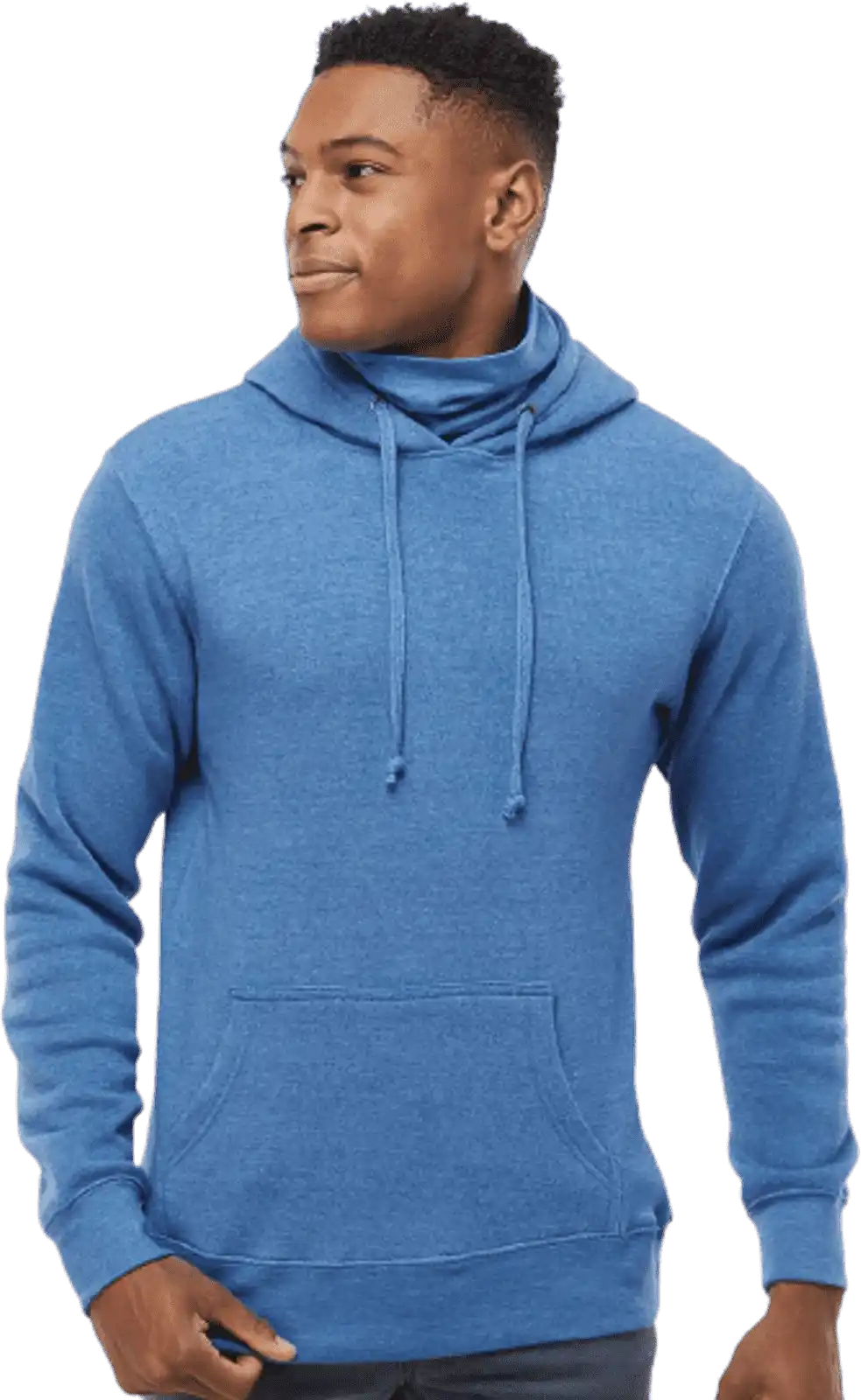 J. America 8879 Gaiter Fleece Hooded Sweatshirt Cool Royal Heather