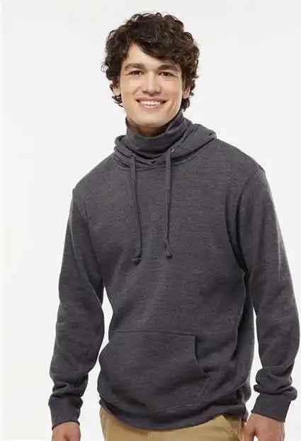 J. America 8879j Gaiter Fleece Hooded Sweatshirt - 8879 - Black Heather