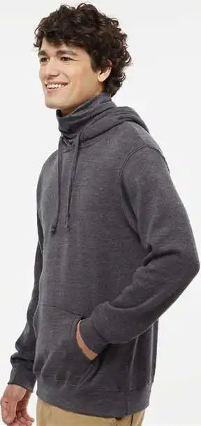 J. America 8879j Gaiter Fleece Hooded Sweatshirt - 8879 - Black Heather