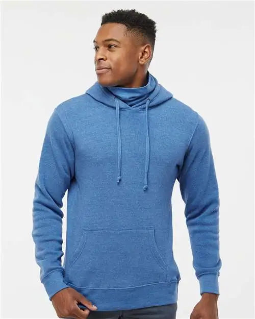 J. America 8879j Gaiter Fleece Hooded Sweatshirt - 8879 - Cool Royal Heather