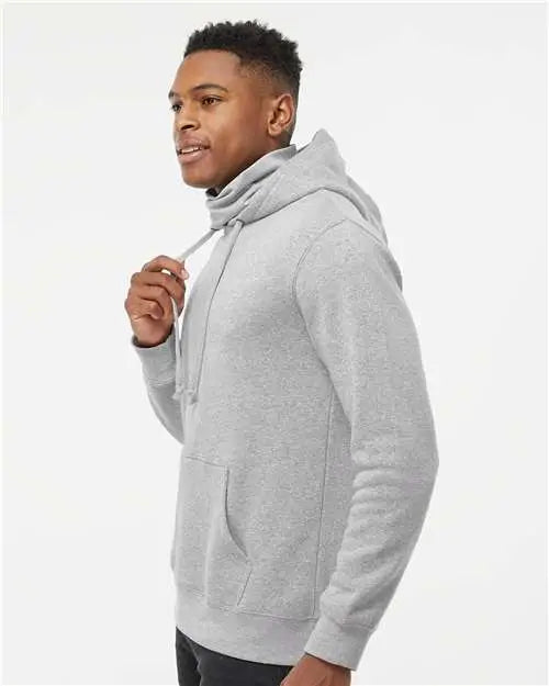 J. America 8879j Gaiter Fleece Hooded Sweatshirt - 8879 - Gray Heather