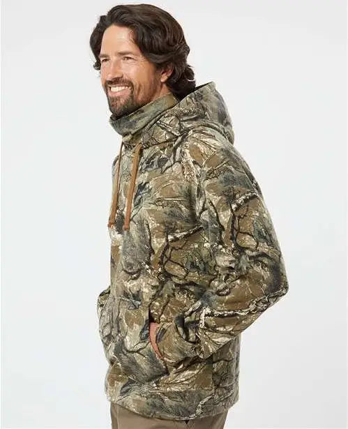 J. America 8879j Gaiter Fleece Hooded Sweatshirt - 8879 - Outdoor Camo